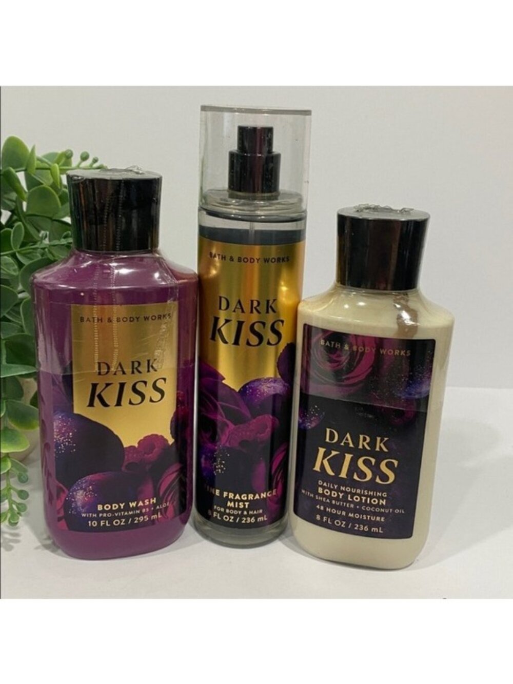 Bath & Body Works “Dark Kiss” New & Sealed 3-Pc Body Care Set